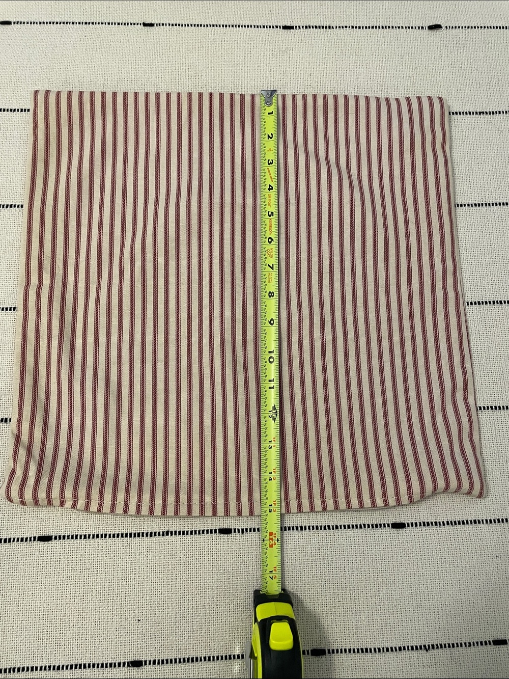Striped Red & Ecru Throw Pillow Cover